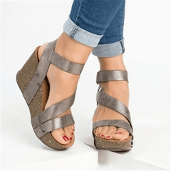 Fashion Velcro   Platform Wedge Sandals
