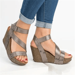 Fashion Velcro   Platform Wedge Sandals