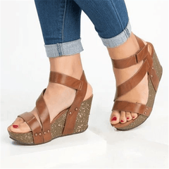 Fashion Velcro   Platform Wedge Sandals
