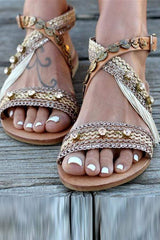 Metal   Decorative Buckle With Flat Sandals