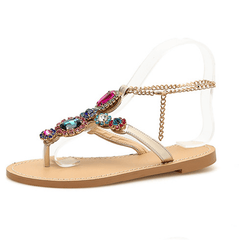 Mode Vintage Rhinestone platta sandaler 