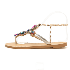 Mode Vintage Rhinestone platta sandaler 