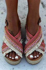 Mode bohemisk etnisk stil plattformsandaler 