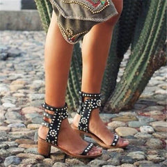 Mode Vintage Dubbade Chunky Sandaler 