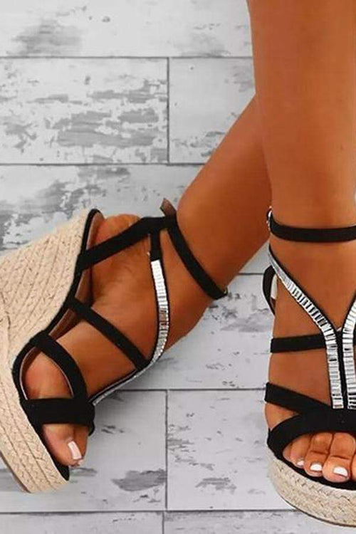 Fashion Cross Strappy Wedge Sandaler 