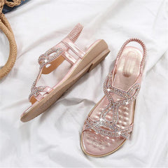 Fashion   Rhinestones Bohemian Wedge Sandals