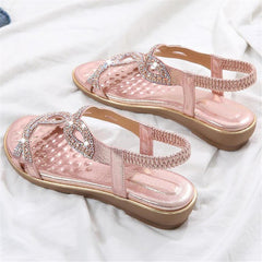 Fashion   Rhinestones Bohemian Wedge Sandals