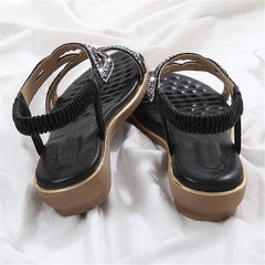 Fashion   Rhinestones Bohemian Wedge Sandals
