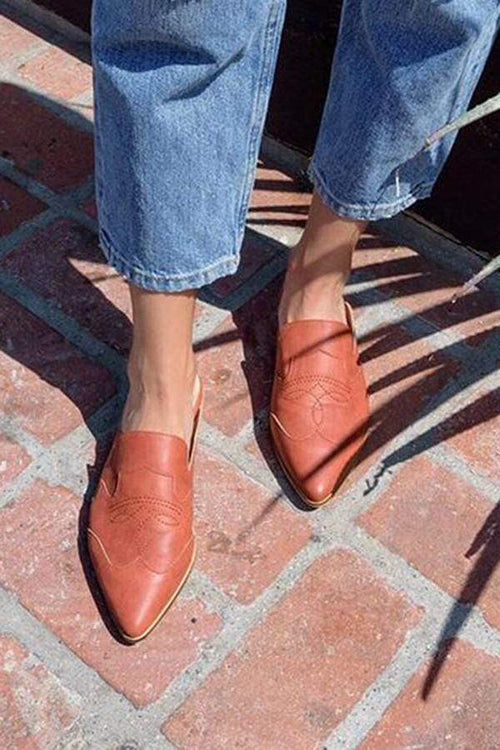 Mode Vintage snidade spetsiga platta skor 