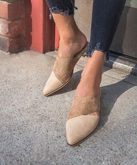 Mode Retro mångsidiga spetsiga platta skor 