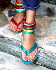 Fashion   Vintage Printed Handmade Flat Sandals