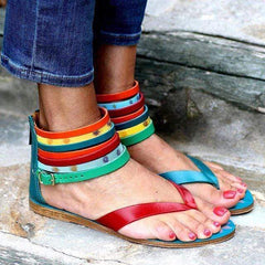 Fashion   Vintage Printed Handmade Flat Sandals