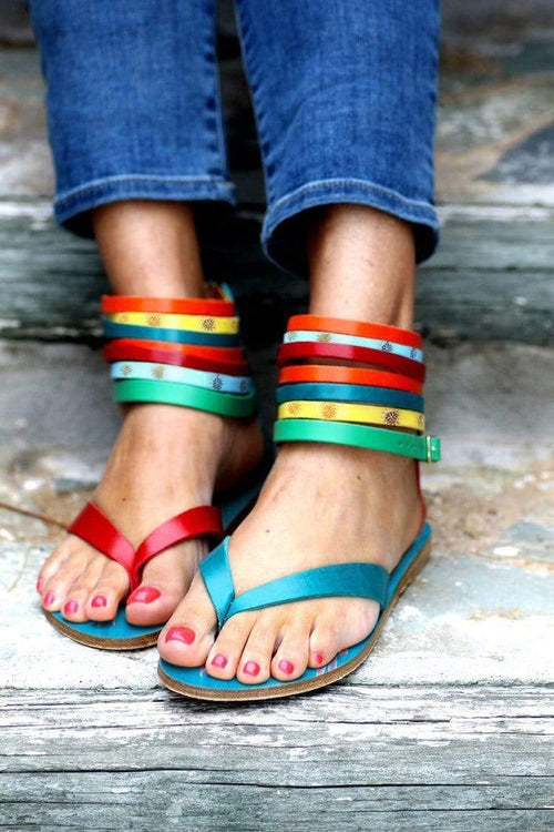 Fashion   Vintage Printed Handmade Flat Sandals