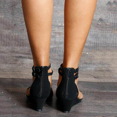 Fashion Vintage   Belt Buckle Wedge Sandals