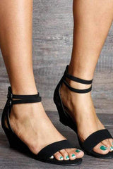 Fashion Vintage   Belt Buckle Wedge Sandals