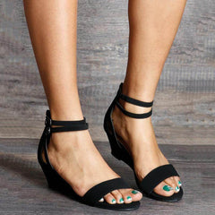 Fashion Vintage   Belt Buckle Wedge Sandals