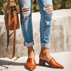 2019 Casual Fashion Artificial Leather Mules