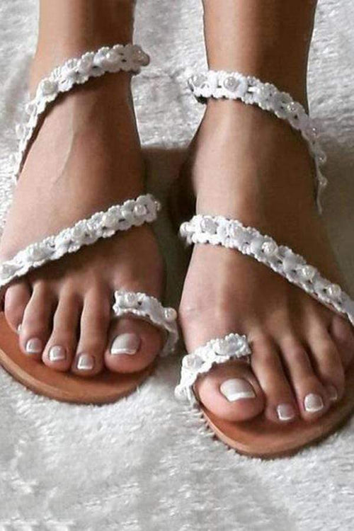 Mode vilda blomma platta sandaler 