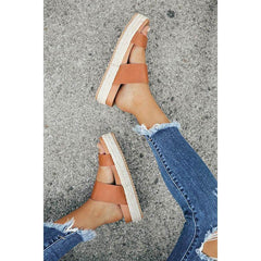 Fashion Simple Woven Thick-Soled   Slippers