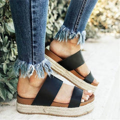 Fashion Simple Woven Thick-Soled   Slippers