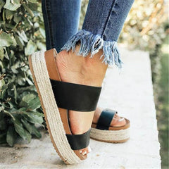 Fashion Simple Woven Thick-Soled   Slippers