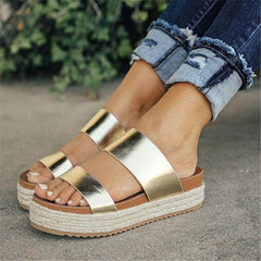 Fashion Simple Woven Thick-Soled   Slippers