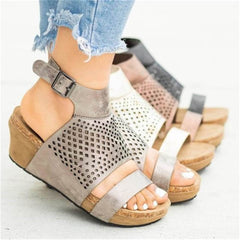 Fashion Casual Hollow Platform   Wedge Sandals