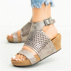 Fashion Casual Hollow Platform   Wedge Sandals