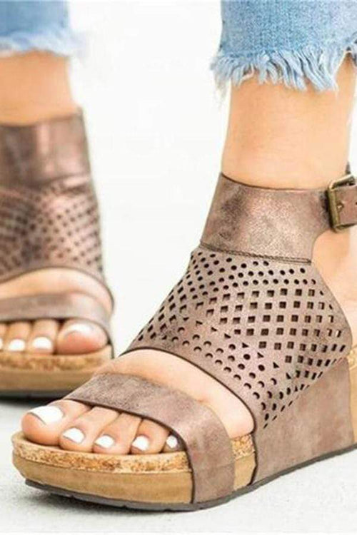 Fashion Casual Hollow Platform   Wedge Sandals