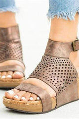 Fashion Casual Hollow Platform   Wedge Sandals