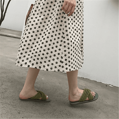 Fashion Simple Casual Linen   Woven Flat Slippers