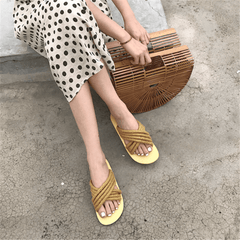 Fashion Simple Casual Linen   Woven Flat Slippers