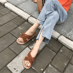 Fashion Simple Casual Linen   Woven Flat Slippers