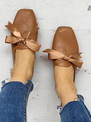 Fashion Casual Bow Square Flat   Shoes