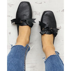 Fashion Casual Bow Square Flat   Shoes