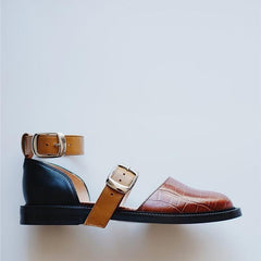 Comfortable Flat Bottom Round Hollow Color Matching Sandals