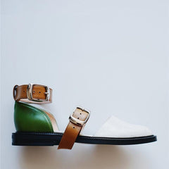 Comfortable Flat Bottom Round Hollow Color Matching Sandals