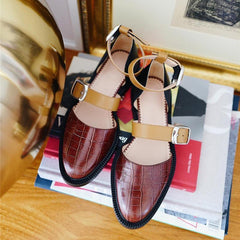 Comfortable Flat Bottom Round Hollow Color Matching Sandals