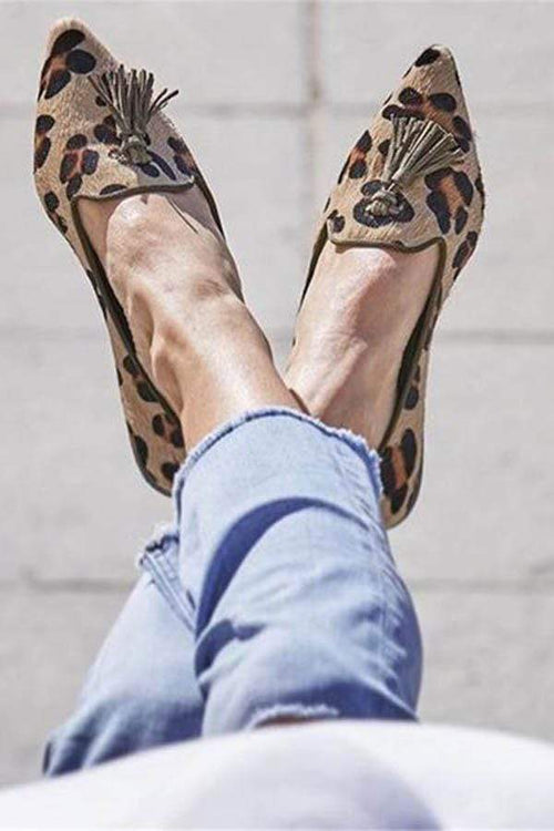 Women's Simple Fringed Pointed   Flat Shoes