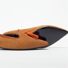 Women's Simple Fringed Pointed   Flat Shoes