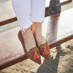 Women's Simple Fringed Pointed   Flat Shoes