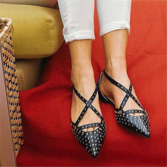 Women's Casual Rivet Pointed   Flat Shoes