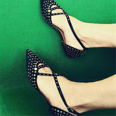 Women's Casual Rivet Pointed   Flat Shoes