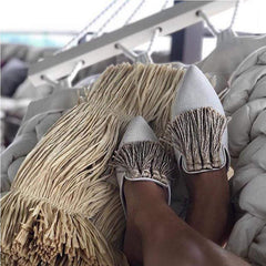 Women's Solid Color Fringed Decorative Pointed Flats