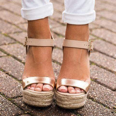 Casual   Versatile Buckle With Wedge Sandals