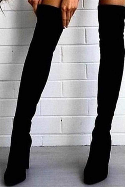 Utrikeshandel Nya europeiska och amerikanska spetsiga tjocka med sidodragkedja över Tnee-stövlarna 