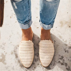 Mode enkla vävda spetsiga platta skor 
