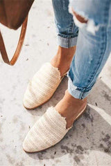 Mode enkla vävda spetsiga platta skor 