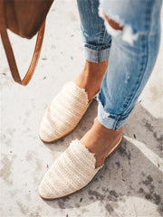 Mode enkla vävda spetsiga platta skor 