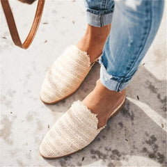 Mode enkla vävda spetsiga platta skor 